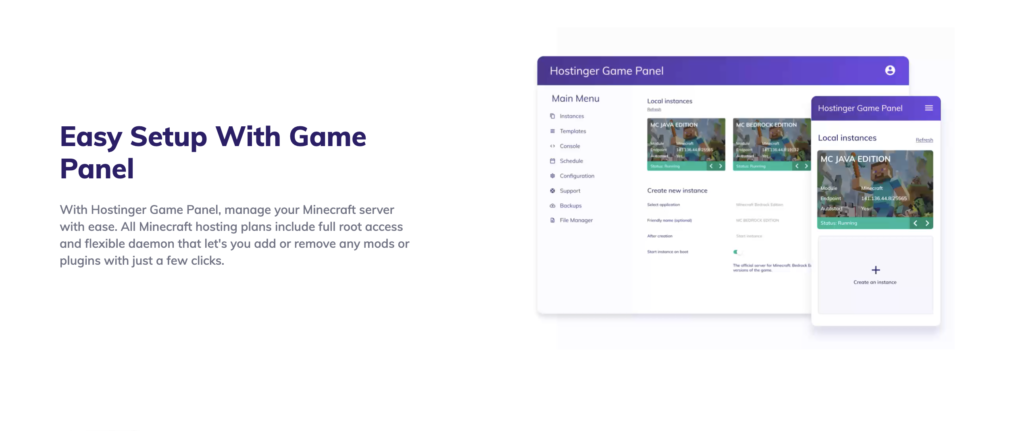 Hostinger Minecraft Game Panel